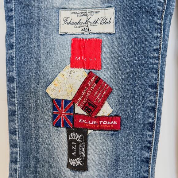 A.Z.I New York, Distressed Layered Patchwork Relaxed Boyfriend Jeans, Women's 4 - Picture 7 of 15